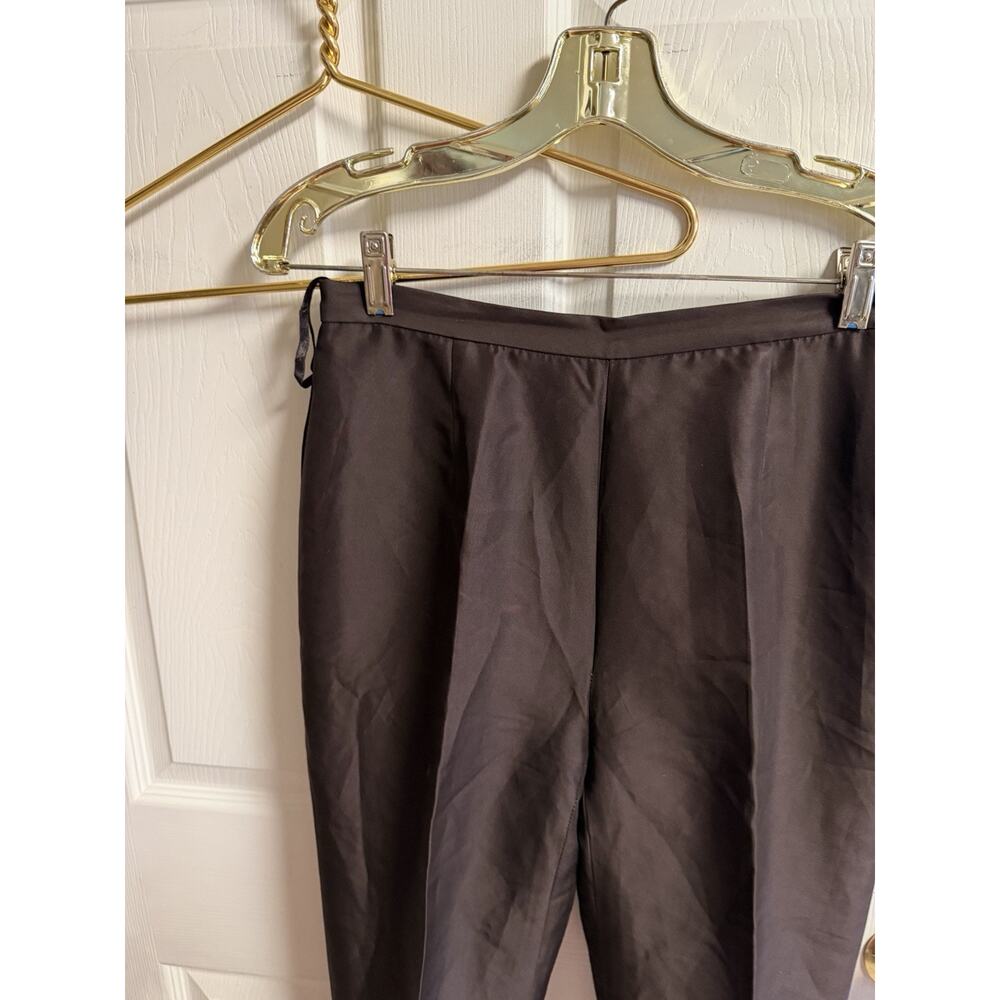 Valerie Stevens Brown Silk Cotton Pants Dressy Career Silky Small 4 28x28 90s